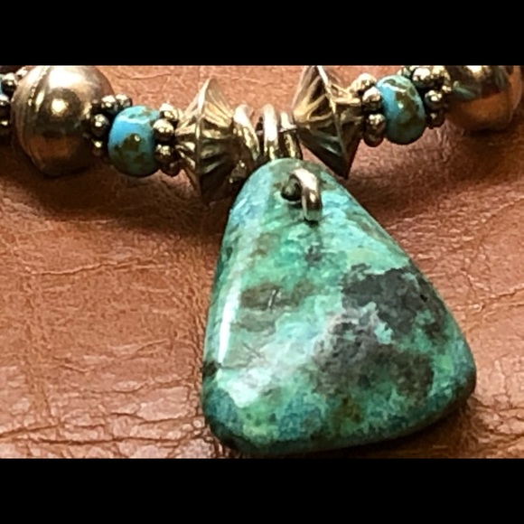 Turquoise Sterling Silver Necklace - Picture 2 of 5